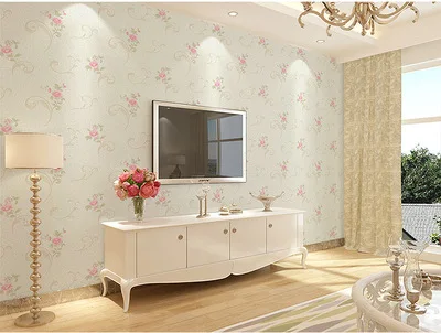 European Style Garden Flower Wallpaper Bedroom Living Room Non-woven Fabric 3D Embossed Wall Paper Roll