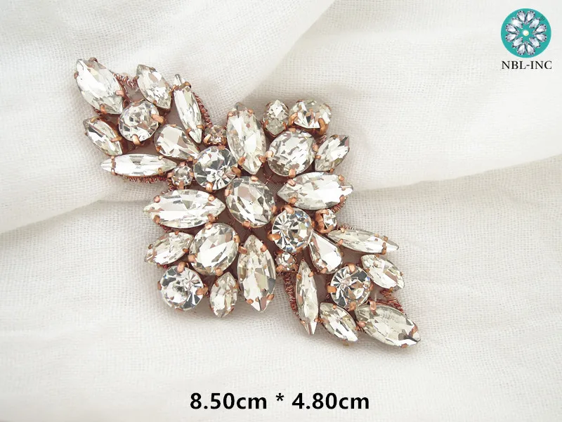 (2pcs/lot) Silver gold crystal rhinestone bridal belt wedding applique rose gold DIY iron on sew on for wedding dress WDD0995