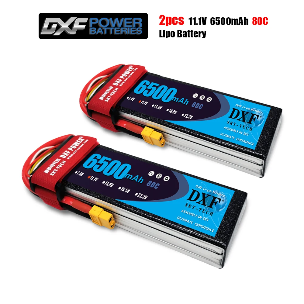 

2020 DXF 2PCS lipo battery 3S 11.1V 6500mah 80C Max 160C Toys & Hobbies For Helicopters RC Models Li-polymer Battery