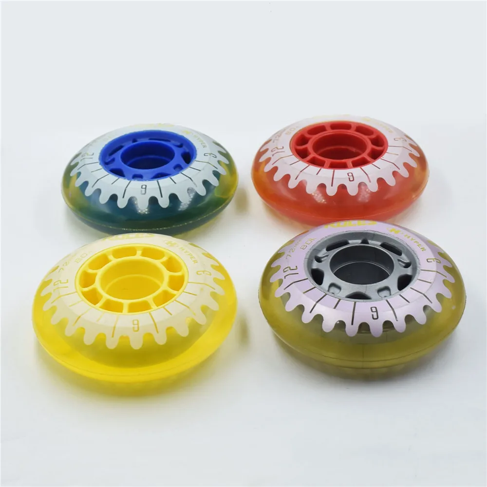 80A Soft Elastic 72mm skating wheel for kids inline skates roller patines hockey rolling 72 wheel 72*24mm 8 pcs/lot