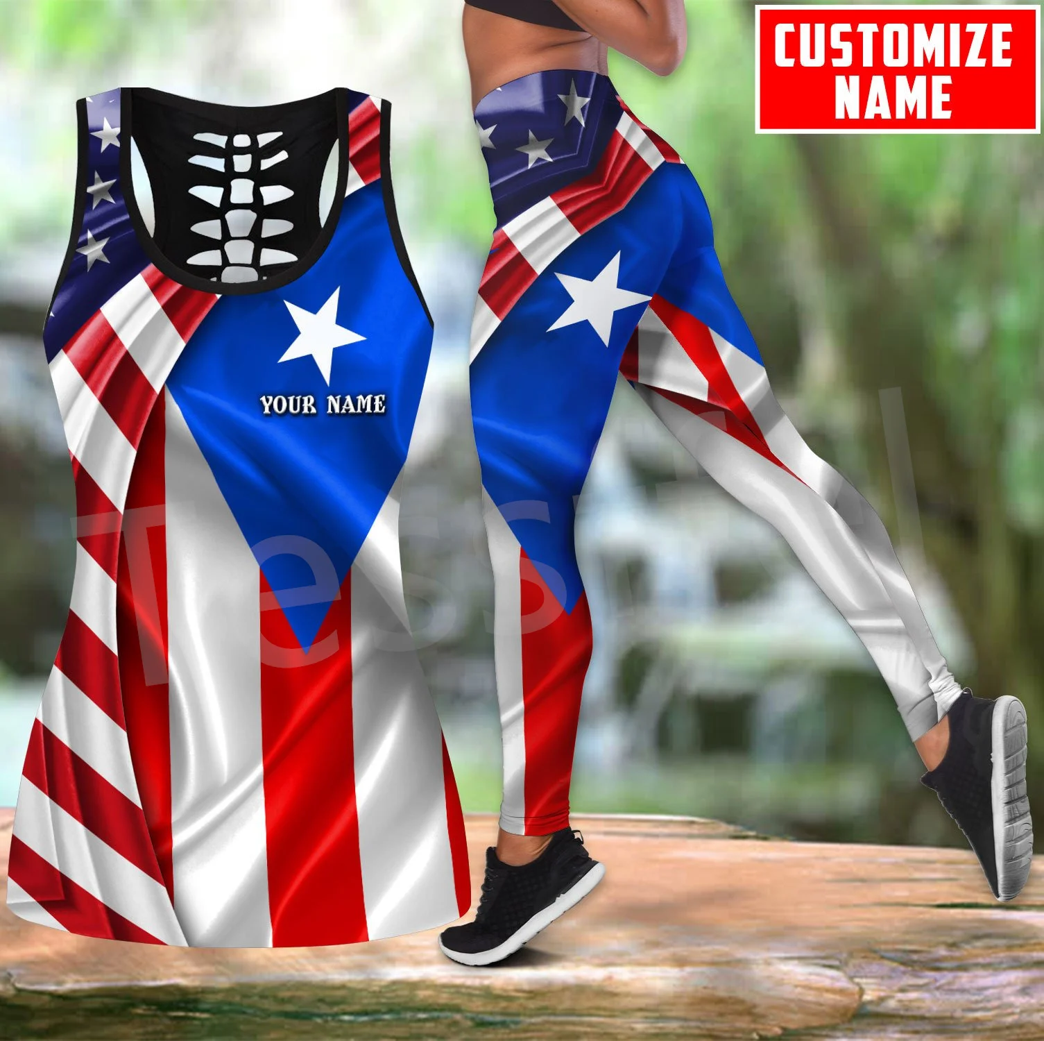 

Tessffel Puerto Rico Taino Caribbean Sea Tattoo Harajuku 3DPrint Beautiful Women Leggings Hollowout Vest Combo Sexy Tanktop X3