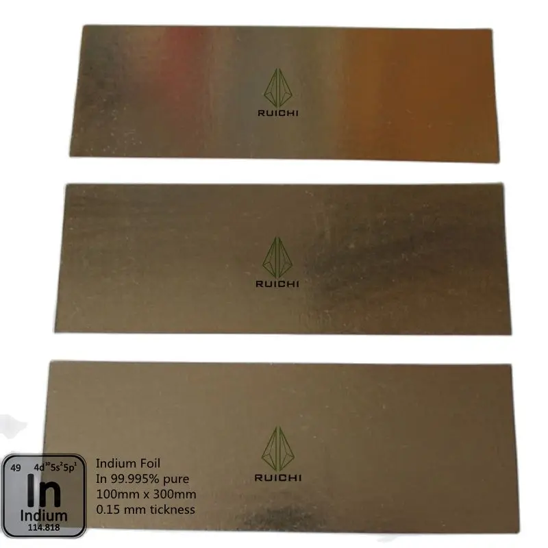 

Indium Foil 0.15*100*300mm RUICHI 99.995% Pure Indium Foil Metal Sheet