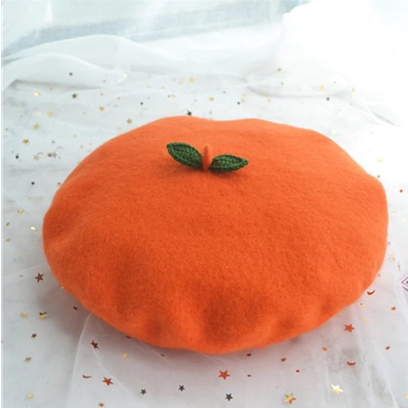 DIY handmade women\'s beret hat small fresh strawberry painter hat girl autumn and winter cute all-match biscuits hat beanie hat