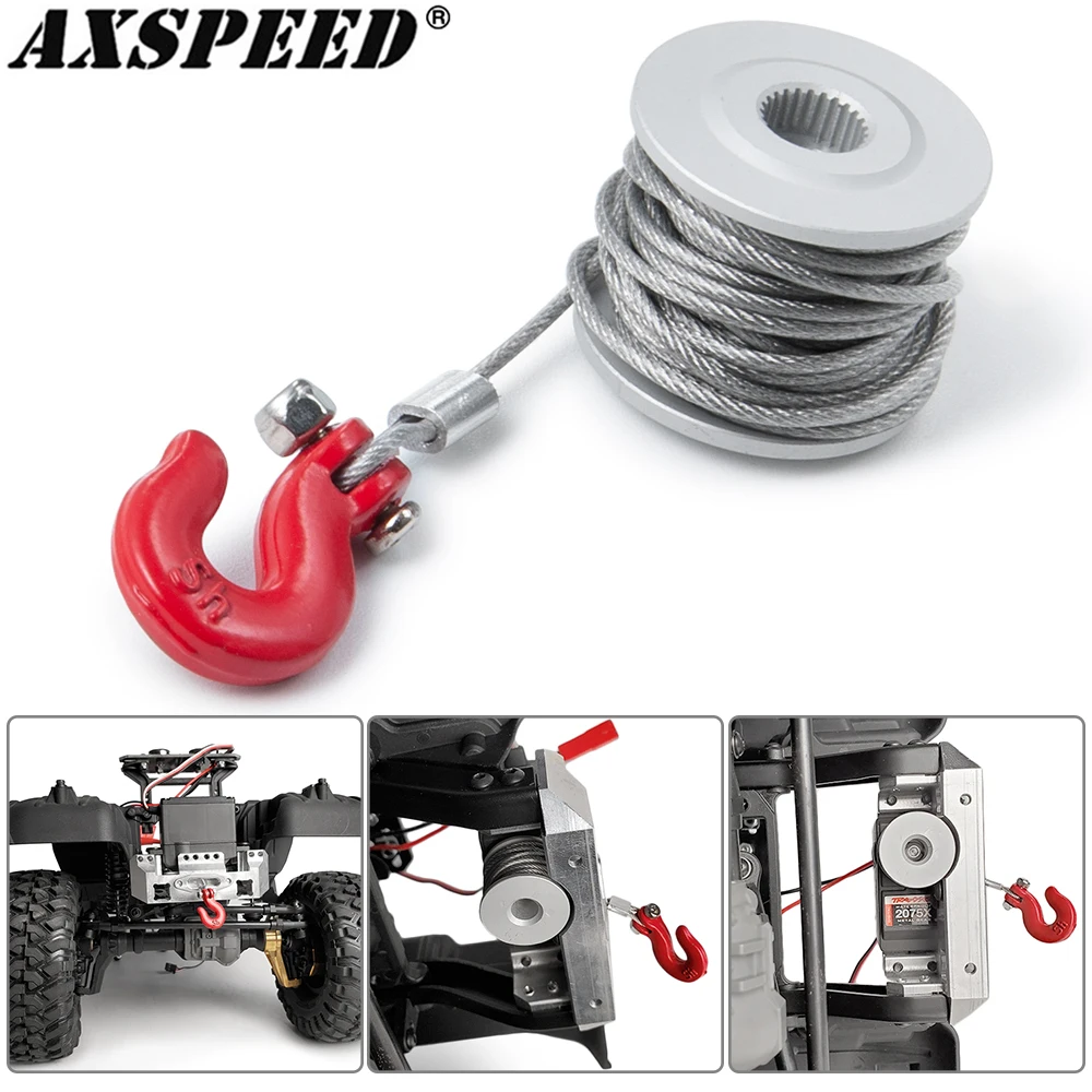 AXSPEED 25T Lenkgetriebe Servo Winde Rad Trommel Drähte Anhänger Haken für 1/10 RC Crawler TRX4 Axial SCX10 D90 D110 Teile