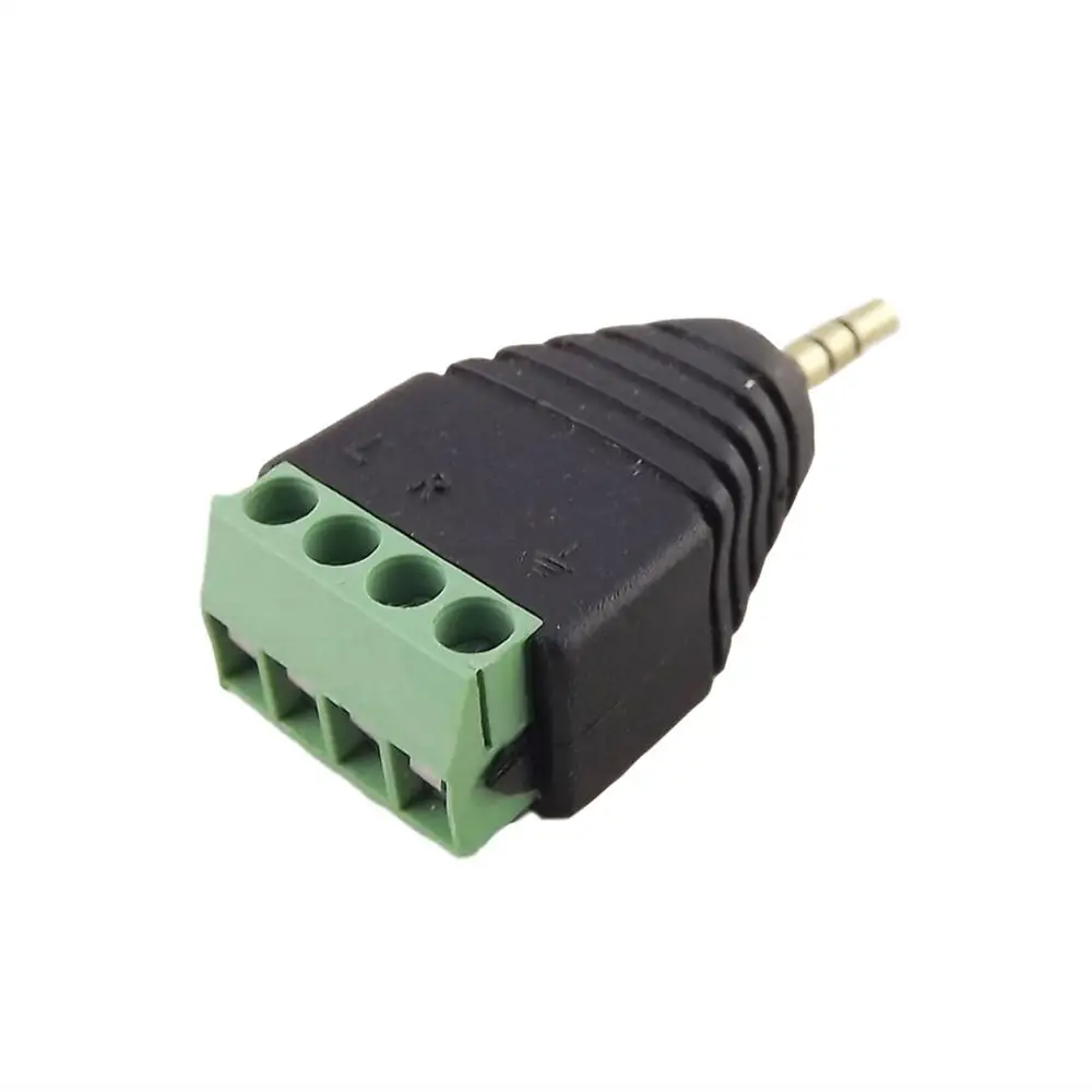 Adaptateur de Terminal vidéo Balun, 2x2.5mm, 4 pôles stéréo, prise mâle TRRS vers vis AV