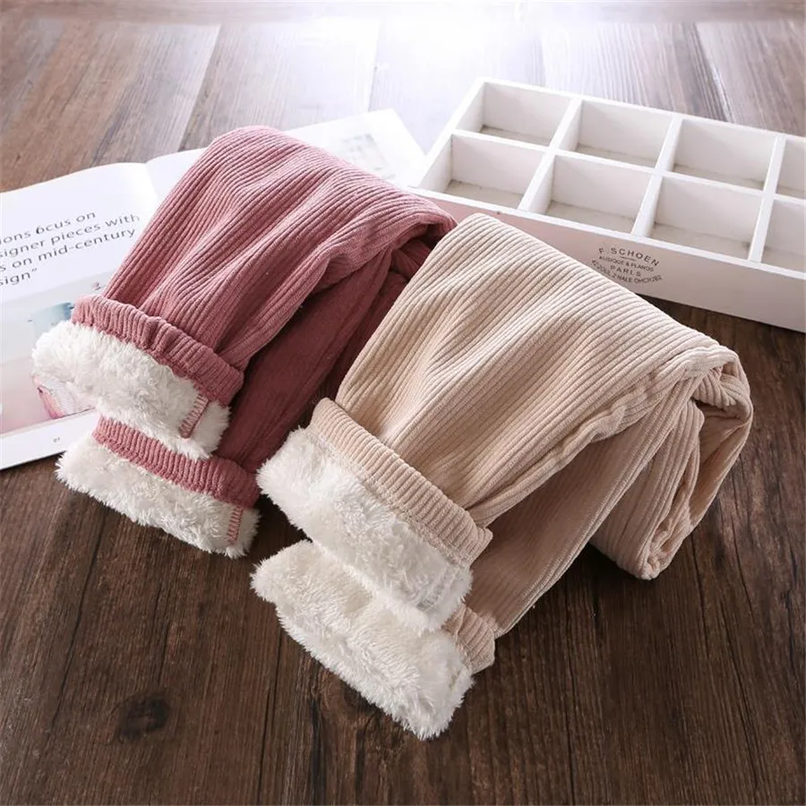 New Fashion Children Winter Warm Sport Pants Girl Plus Velvet Thickened Pants Kids Long Trousers