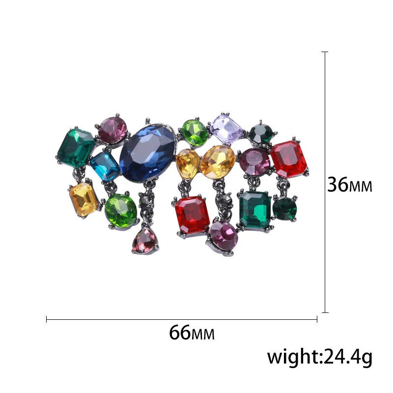 Exaggerated Personality Colored Crystal Brooch for Woman Temperament Sweater Suit Coat Jewelry Accessories