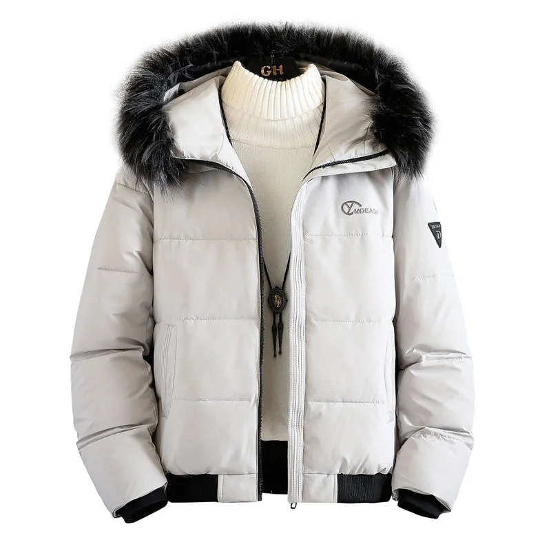 

2021 Men's Winter Coat With Fur Collar Hood Padded Coat Brand Short Style Down High Quality Jacket Men Drop Ship