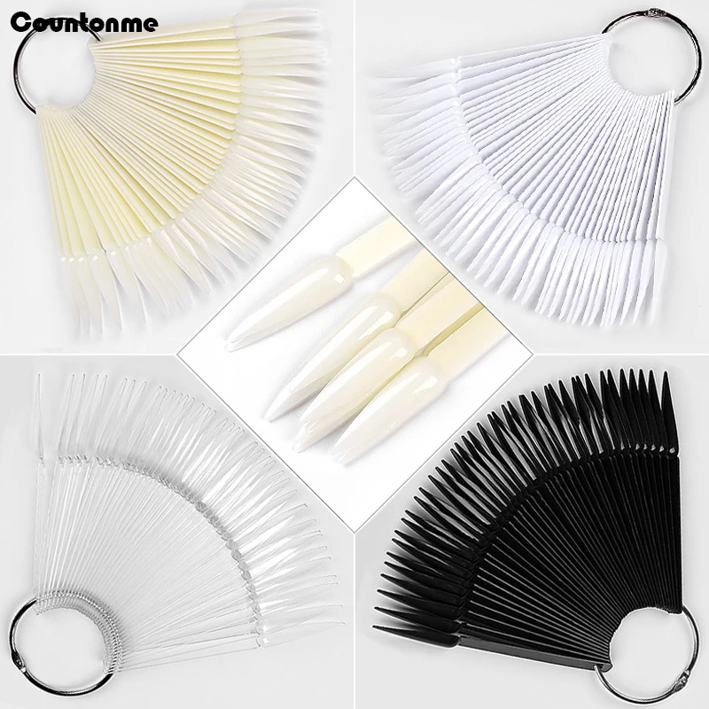 Faux-ongles pointus en acrylique, 40 pièces, en forme d'éventail, vernis Gel UV, affichage couleur, pratique