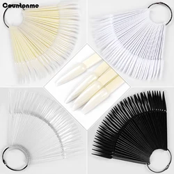 40pcs Sharp False Nail Tips Nature Clear Fan Shaped Card Finger Full Acrylic UV Gel Polish Color Display Practice Sticks Boad