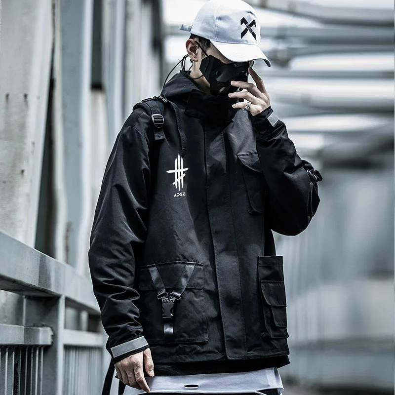 11 BYBB\'S DARK 2021 Tactics Jackets Black Cargo Windbreaker Streetwear Multi-pocket Hoody Jacket Fashion Autumn Coats Male GB137