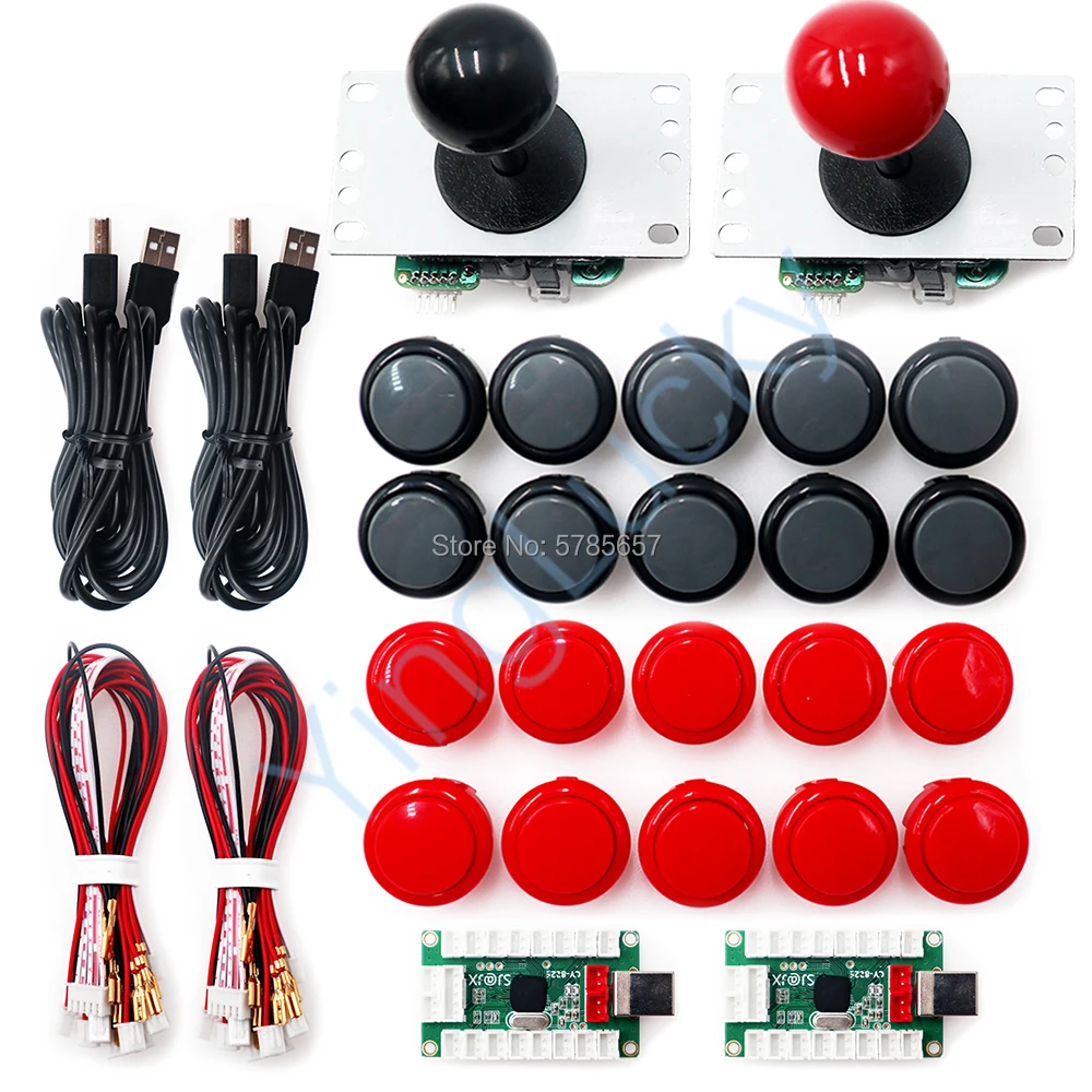 Arcade DIY Kit for 2 Players, Game Board to PC Joystick, 5Pin Copy, Sanwa Joystick + 30mm Button, Arcade Video Game Parts