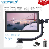 FEELWORLD 5.5 Inch 4k Portable Camera DSLR Field Monitor HDMI Input Output Small Full HD 1280x720 IPS Tilt Arm Power S55