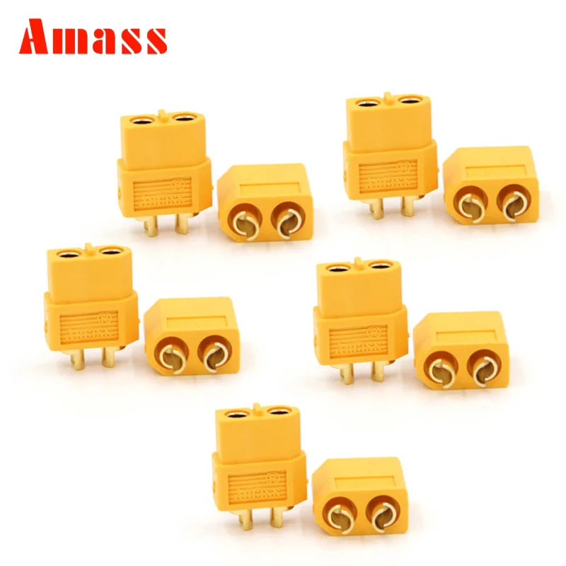 

100 Pairs Amass XT60 Plug Male and Female 3.5mm Golden Plated Bullet Connector for RC ESC Battery