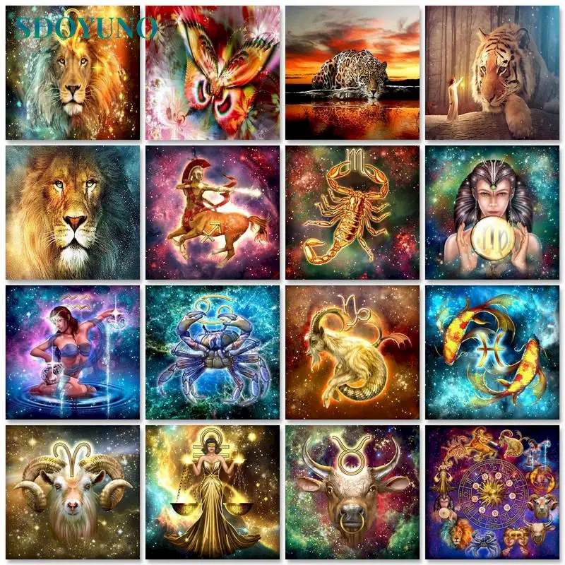 

SDOYUNO 5D DIY Diamond Painting Constellation Full Square Diamond Mosaic Diamond Embroidery Animals Rhinestone Home Decor