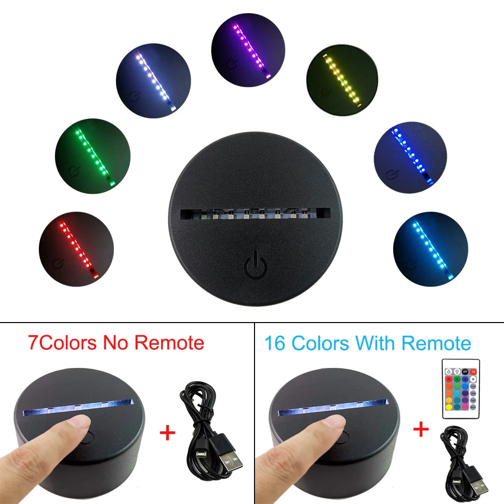 LED Anime Lamp Base Black USB Touch Control Remote Controller Kids Gift Manga Night Light Accessory Lamp Holder