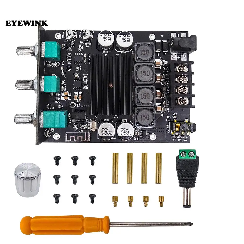 ZK-1002T TPA3116D2 Bluetooth 5.0 Subwoofer Amplifier Board 2*100W 2.0 Channel High Power Audio Stereo Amplifier Board Bass AMP