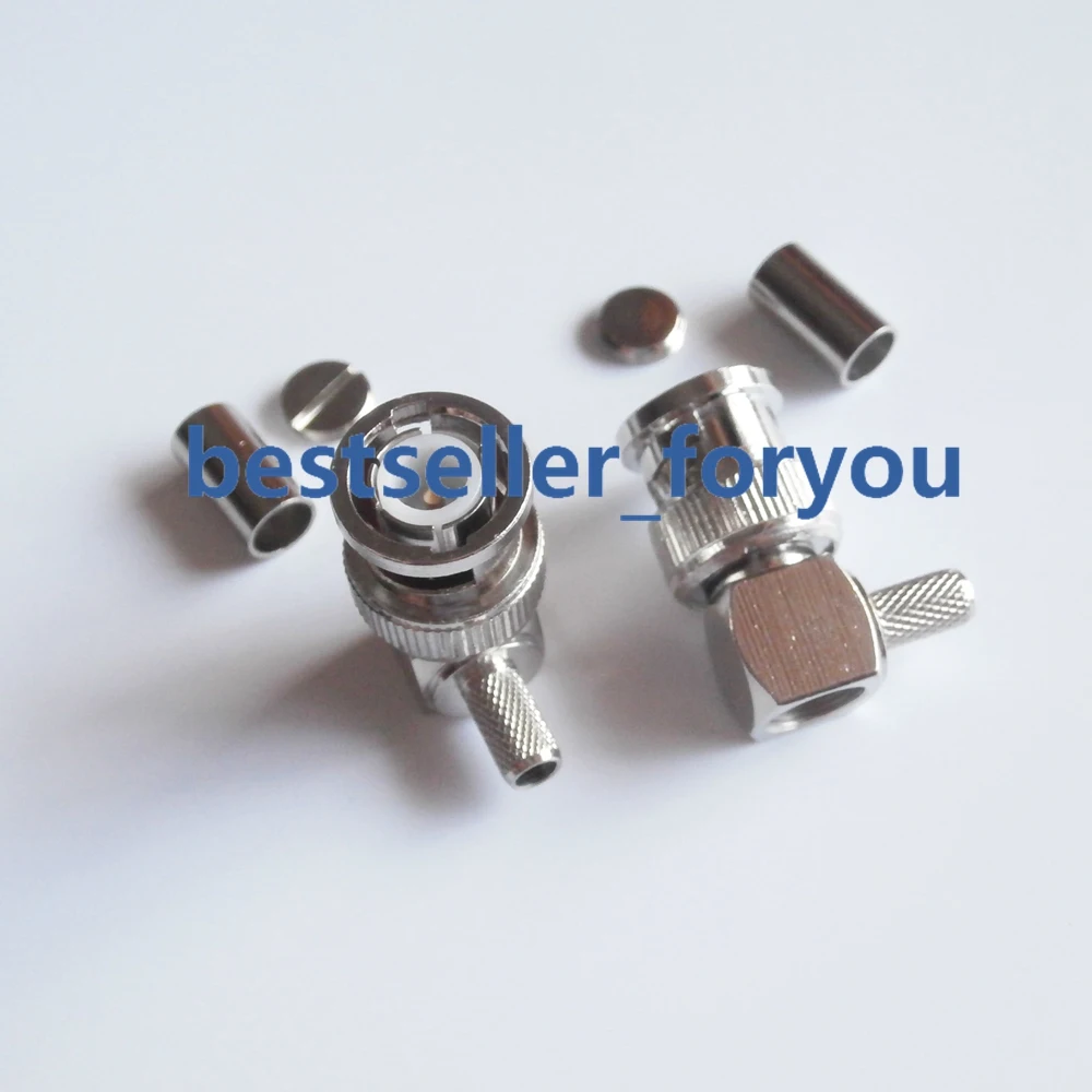 BNC Male Q9 Plug Right Angle Q9 Crimp For RG58 RG400 RFC195 RG142 LMR195 RF Coax Adapter Connector