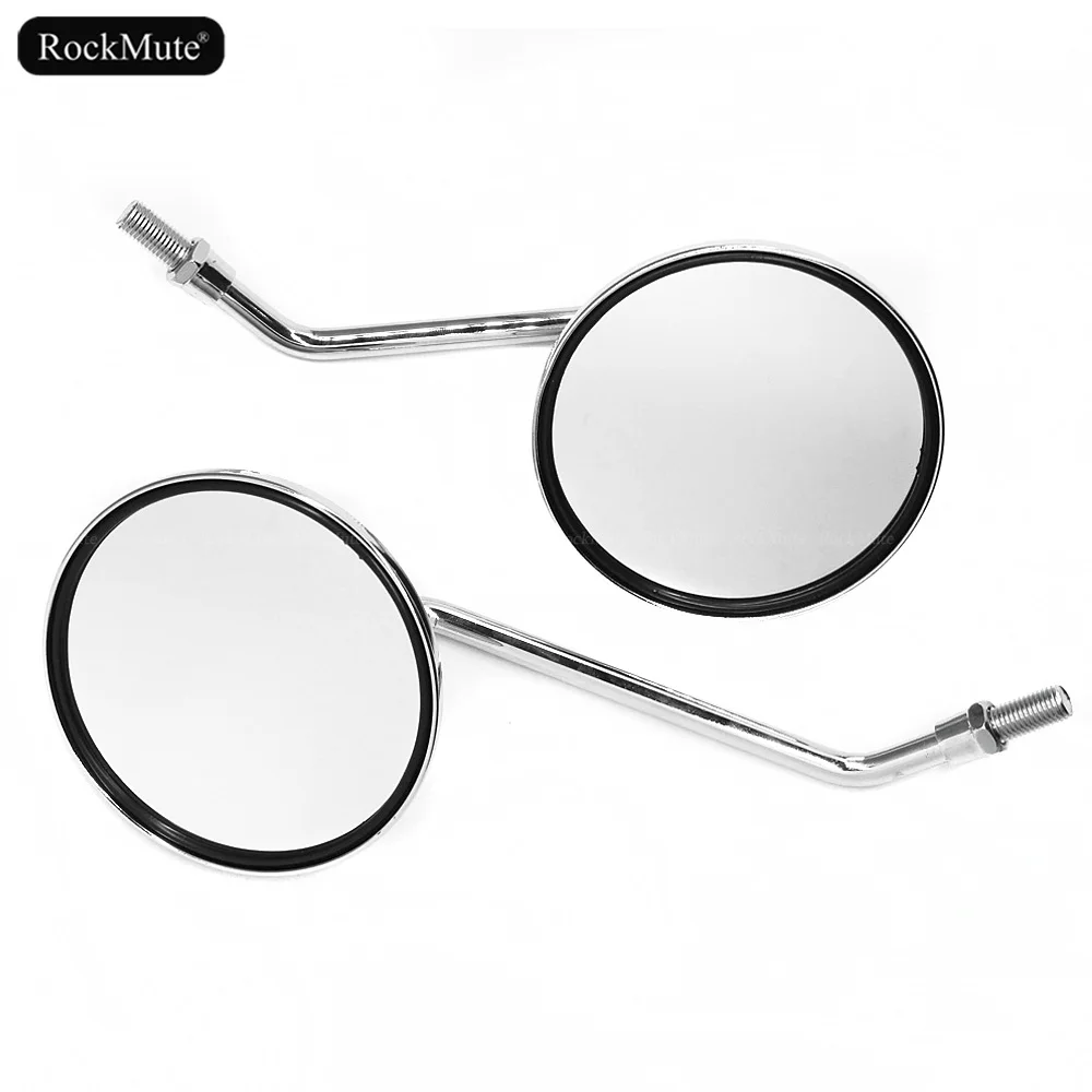 Chrome Round Rearview Side Mirrors M10 Mount For HONDA/YAMAHA/KAWASAKI/SUZUKI/Triumph Universal Motorcycle Retro Bike 10mm