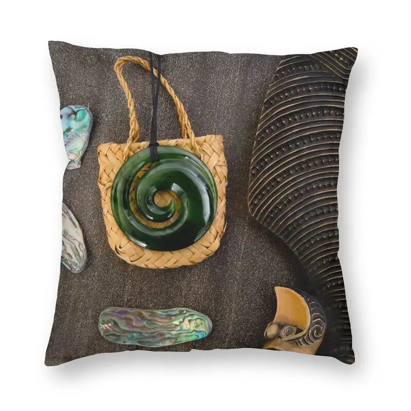 NZ Maori Culture Theme Throw Pillow Case Decorative Patu And Greenstone Koru Luxury Cushion Cover Car Pillowcase