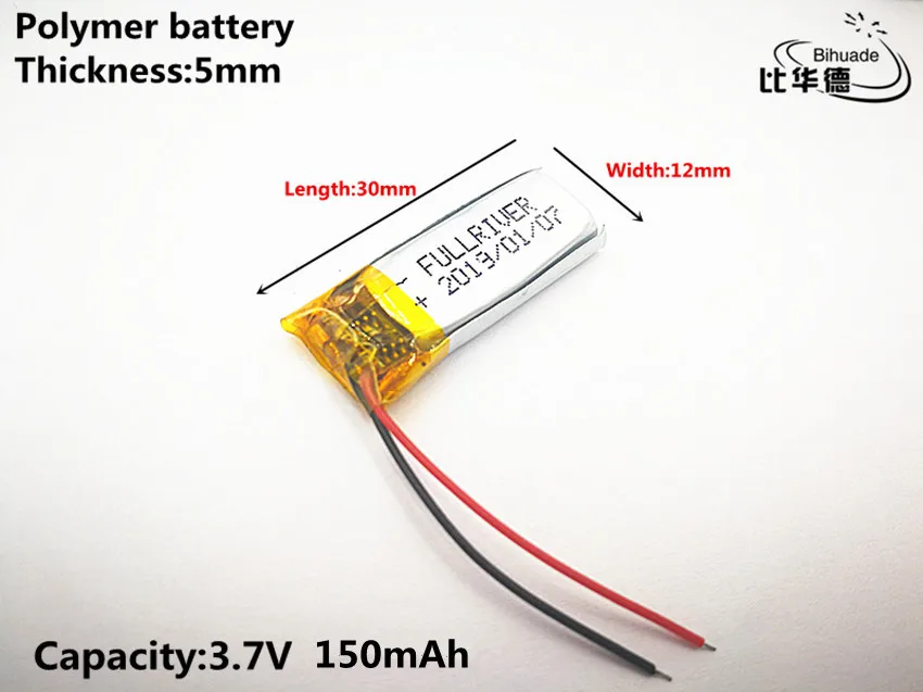 Production of high quality in 2019 051230 501230 150MAH BT150 Bluetooth Headset 3.7V lithium polymer battery 37V