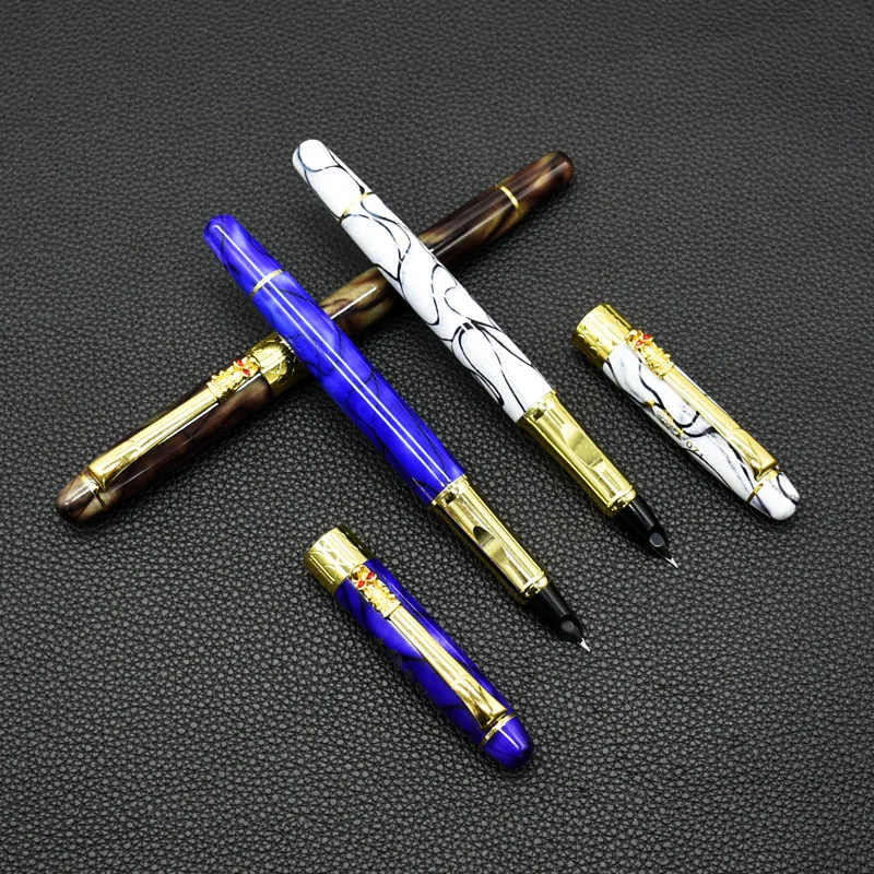 18Pcs High End Color Texture Business Ink Pen Medium Nib Dragon shape Gold Dragon Crystal Diomand Fountain Pen