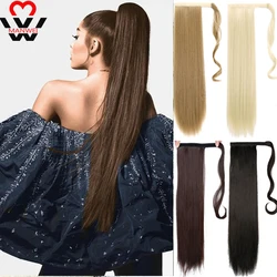 24 wrap 120g wrap em torno de pony hairpiece para mulher manwei extensões sintéticas do cabelo reto longo do rabo de cavalo aplique de cabelo rabo de cavalo liso