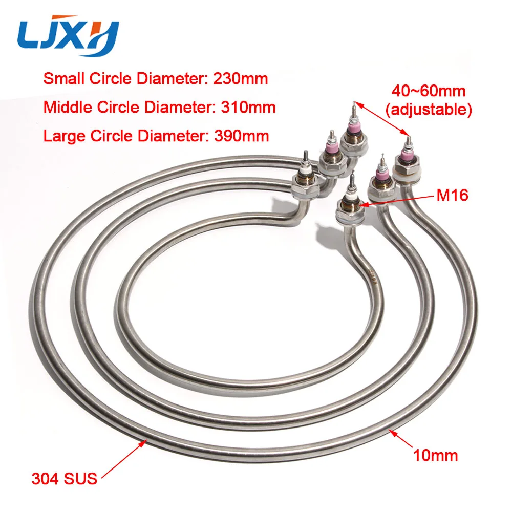 LJXH Round Heating Rod Electric Heating Pipe Noodle Cooking Stove Barrel Soup Pot Heating Tube 220V/380V 3KW/4KW Heater Element