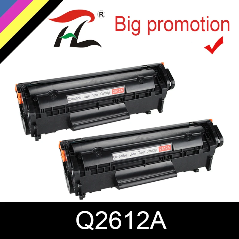 HTL 2 pcs Q2612A q2612 12a 2612 toner cartridge 2612a for HP LaserJet 1010 1012 1015 1020 3015 3020 3030 3050 1018 1022 1022N