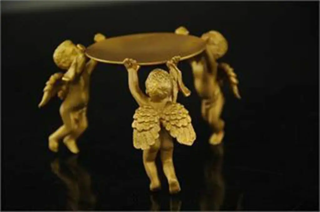 Chinese Bronze Gilt Kid Boy Angel Candlestick Candle Holders Statue Figurine