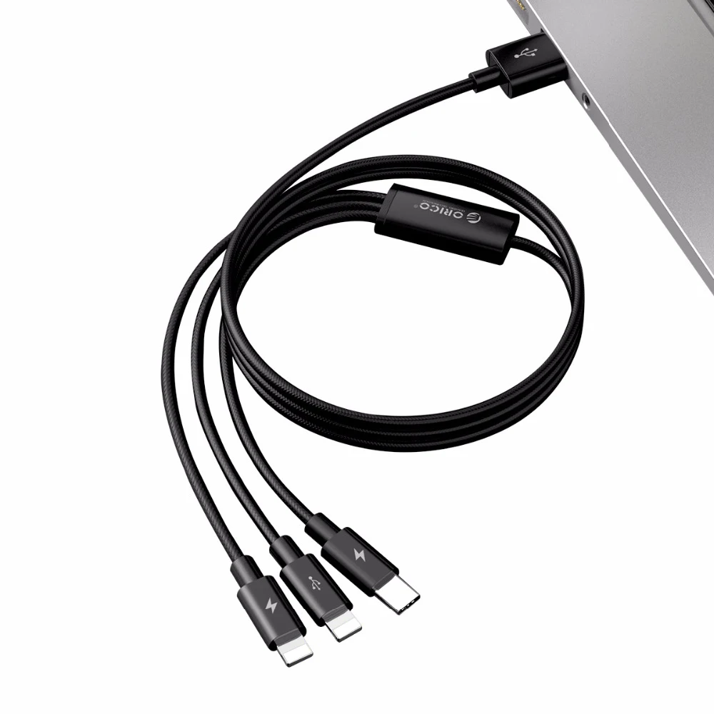 ORICO 3 in 1 Multi Charging Cable USB Cable to Lightning Micro USB Type C Cord Nylon Braided for iPhone Samsung Xiaomi HUAWEI