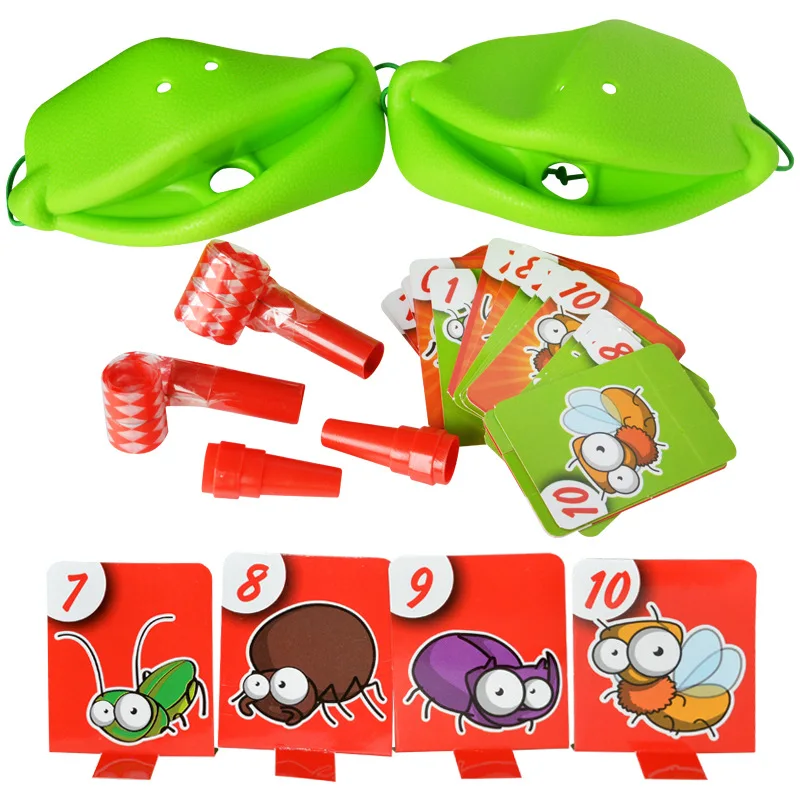 Frogs Tongue Out Gags Take Card Tongue Tic-Tac Chameleon Funny Kids Table Board Game For Family Party Lick Cards Contest Toy Set