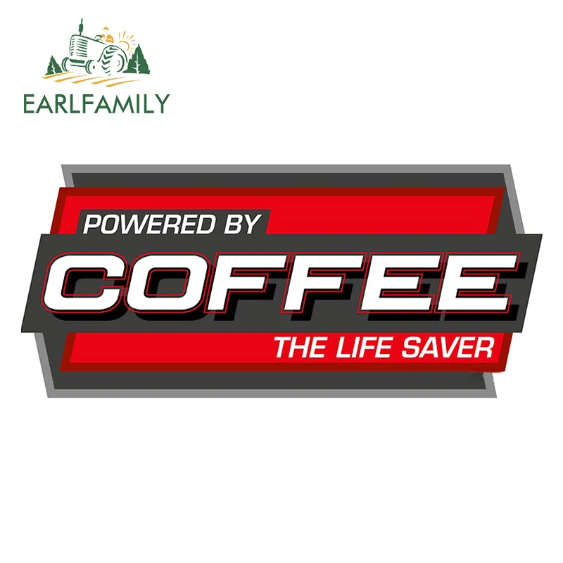 

EARLFAMILY 13cm x 6cm for Powered By Coffee Creative Car Sticker DIY Waterproof Window Trunk Bumper Vinyl Decal for Vehicle