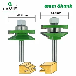 LAVIE 2pcs 8mm Stile & Rail Set-Ogee Bit Set Tenon Knife Woodworking Cutter Tungsten Carbide Milling Cutters For Wood MC02027