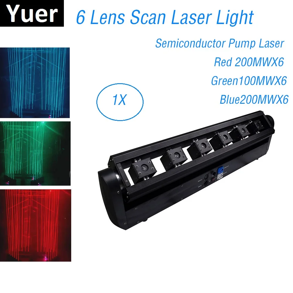 

6 Lens Scan Laser Light Line Beam 3W Laser Line Scanner Stage Lighting Effect Projector Light DJ Dance Bar Party Disco Lasershow