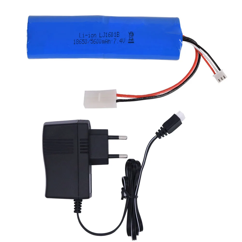 

7.4V 5600mah 2S Li-ion Battery with charger set for heng long 3818 3889 3809 RC Tank toys spare parts 7.4V high capacity battery