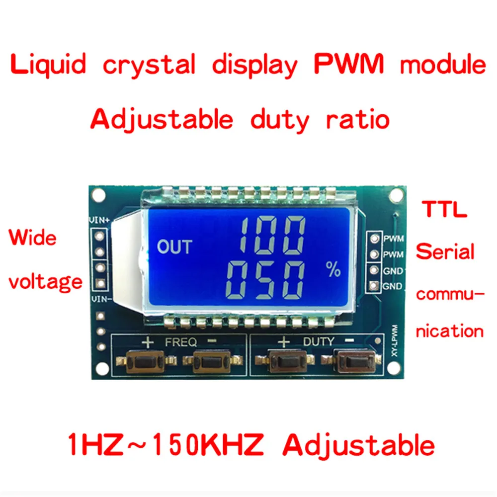 1 Channel PWM Pulse Frequency Duty Cycle Adjustable  Signal Generator Module 1Hz-150Khz PWM Module LCD Display