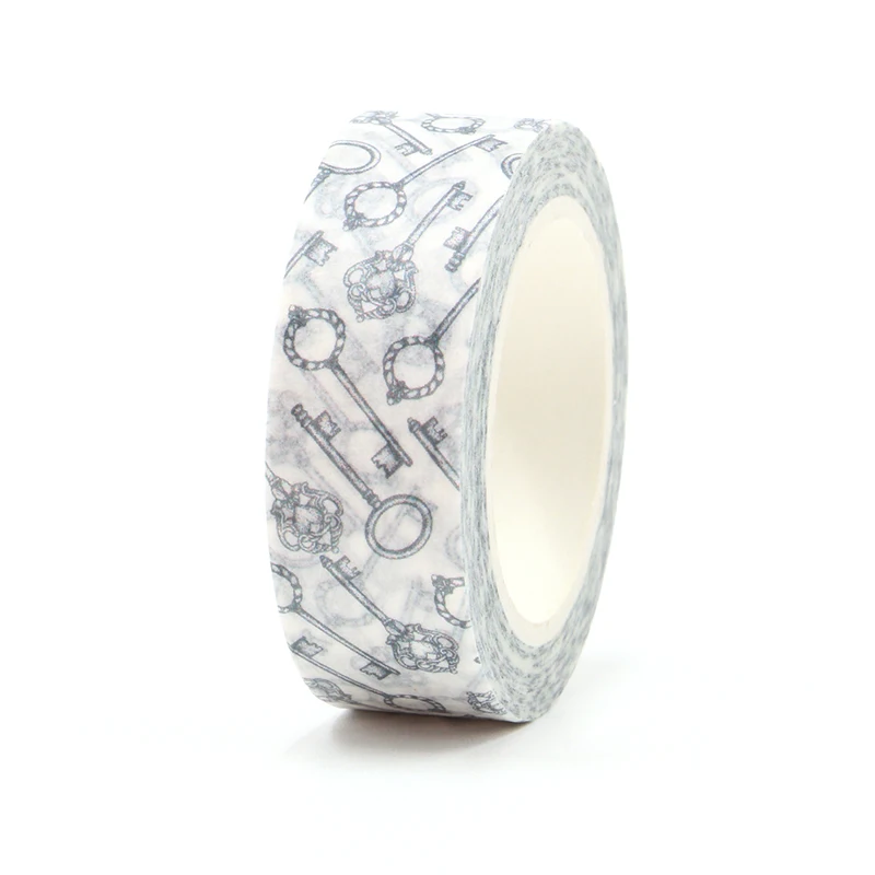 Imagem -05 - Nova 10 Peças Lote 15 mm 10m Bege Cinza Chave do Vintage Decorativo Fita Washi Mascaramento Escritório Fita Washi Tape Scrapbooking Designer Máscara