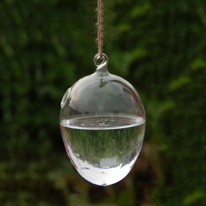 6*8cm Small Size Egg Shaped Glass Terrarium Vase Home Decorative Transparent Hanging Pendant Wedding Prop