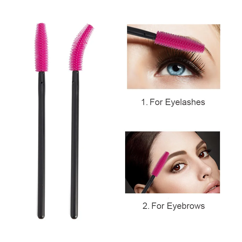 50pcs Disposable Silicone Mascara Wands Gel Eyelash Micro Brush Comb Applicator Spoolers Eye Lashes Extension Cosmetic