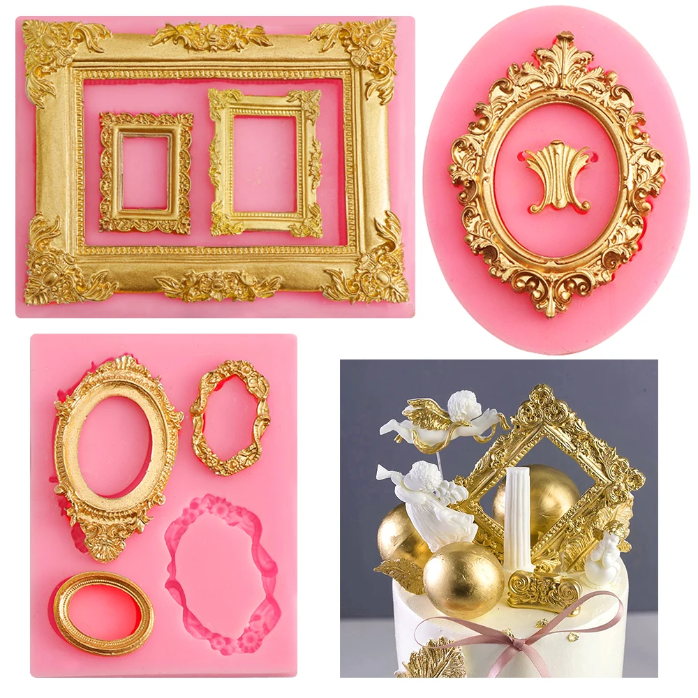 Hot Sale 1 piece European Style Fondant Frame Silicone Mold Mixed Chocolate Cake Mold Plaster Silicone Mold Decoration Tools