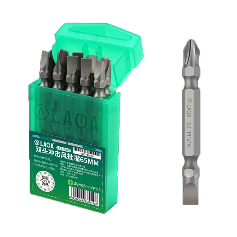 LAOA 10pcs PH2 Doppia Testa Cacciavite Bit Cacciavite Trapano Elettrico Testa 65mm Po 'Rigido Fino A 58HRC