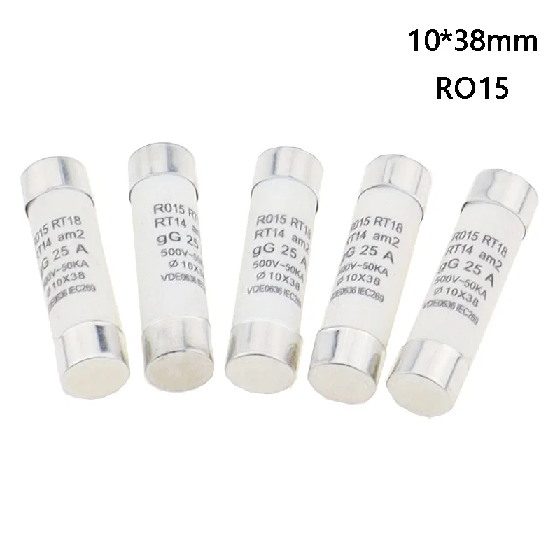 

10/20Pcs 10*38 Fast blow Ceramic Fuse 10x38mm Fuse 500V 500V-50KA 1A 2A 3A 4A 5A 6A 8A 10A 16A 20A 25A 32A 40A RO15 RT18 RT14