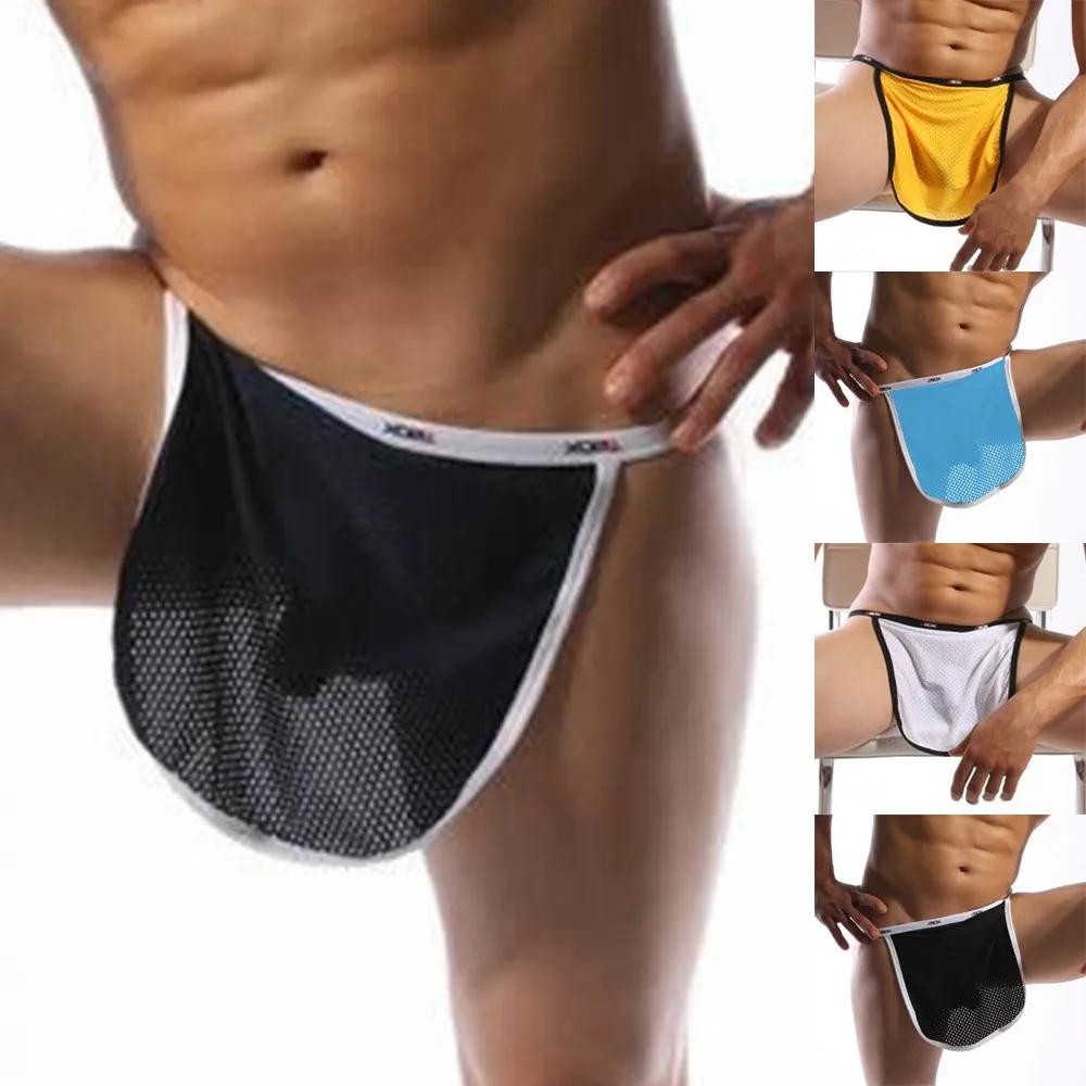 Sexy Mesh Men\'s Panties Hollow G-String Boxers See Through Sexy Underwear Thin Temptation Low-Waist Underpants Erotic Lingerie