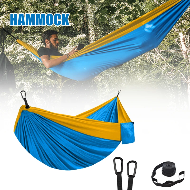 Outdoor Single and Double Camping Hammock, Indoor Color-Blocking Swing, Safe and Durable, Tienda De Campana