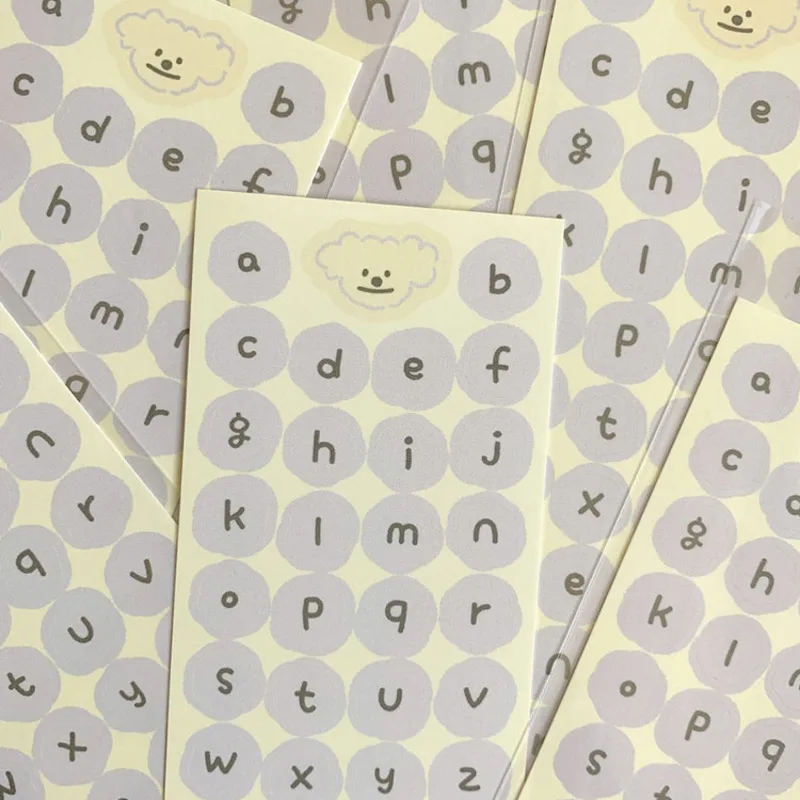 Ins Color Alphabet Label Sticker Sealing Collage Kawaii Small Pattern English Letter Stationery Creative Diy Decorative Sticker
