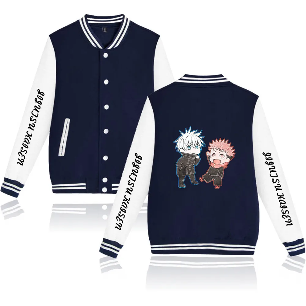 Jujutsu Kaisen Baseball Streetwear Jacket Veste Long Sleeve Coat Casual Streetwear Japan Anime Print Hip Hop Sweatshirts