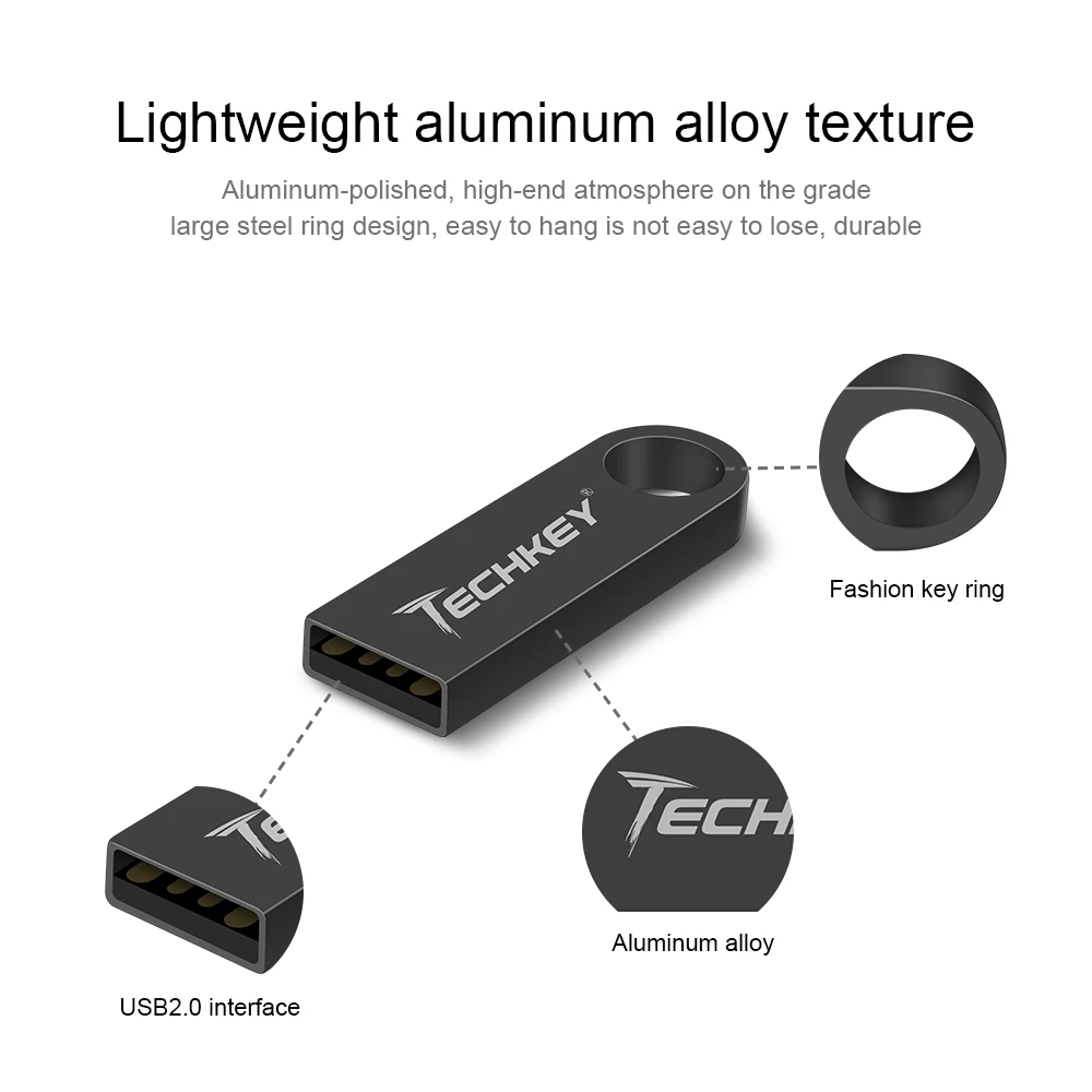 new TECHKEY usb flash drive 64GB 32GB 16GB 8GB 4GB pen drive pendrive флешка waterproof silver u disk memoria cel usb stick gift