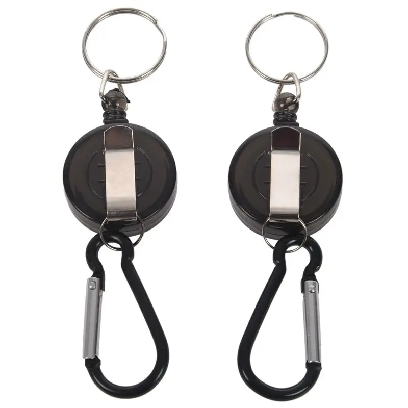 2 Stuks Badge Reel-Intrekbare Recoil Yoyo Skipas Id Kaarthouder Sleutelhanger Kleur: Zwart Bedrag: 2 Pcs