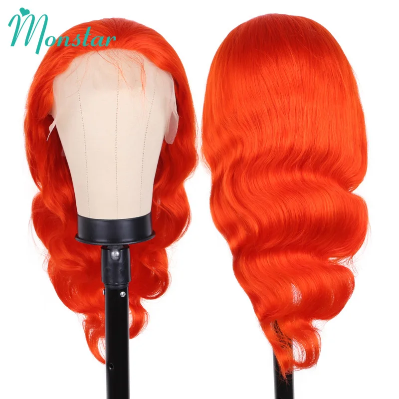 150 180 210 Density Orange Ginger Color 13x4 13x6 360 Lace Frontal Wigs Pre Plucked Brazilian Straight Lace Front Human Hair Wig